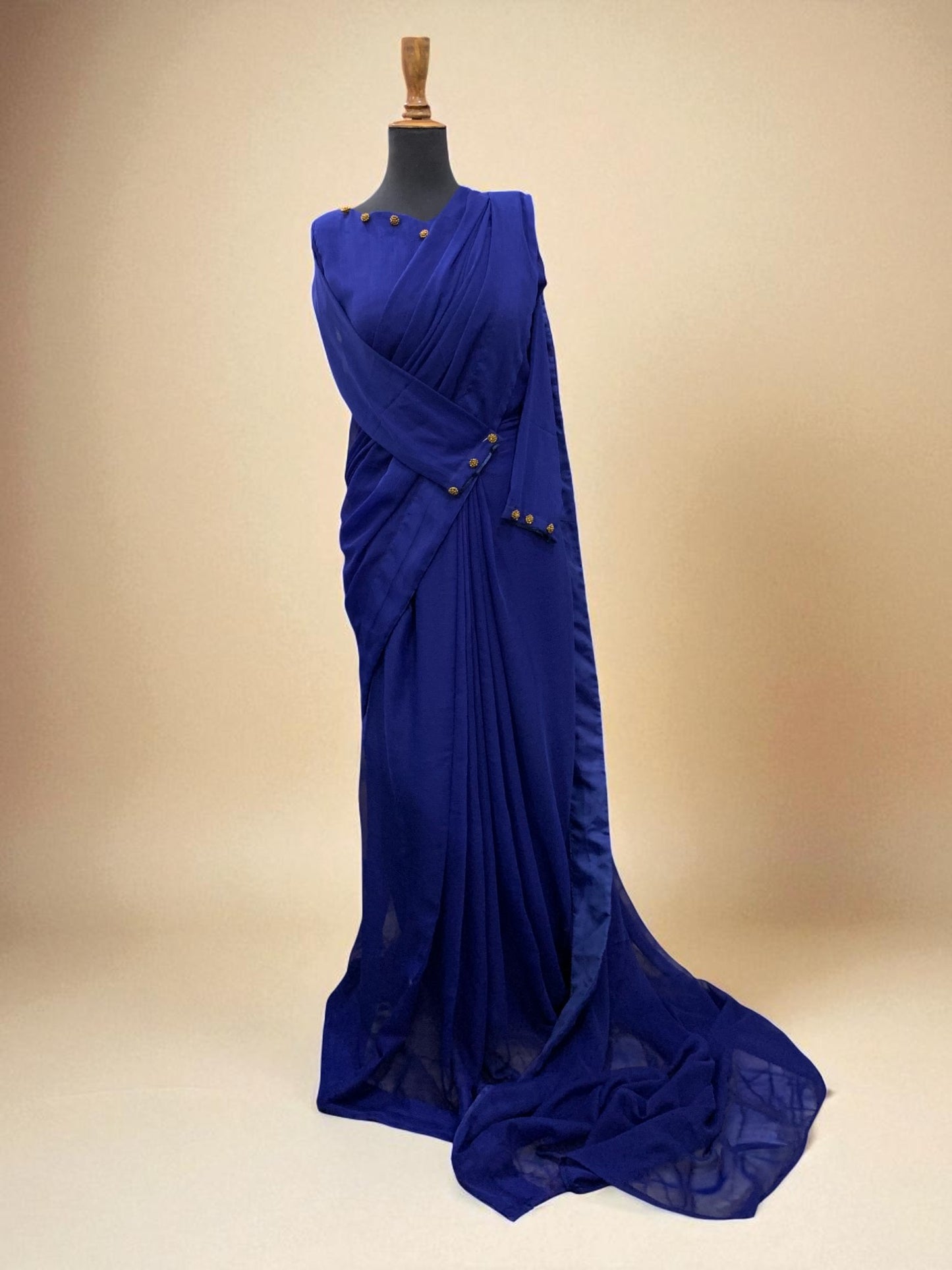 Gulbahar Chiffon Saree - Royal Blue