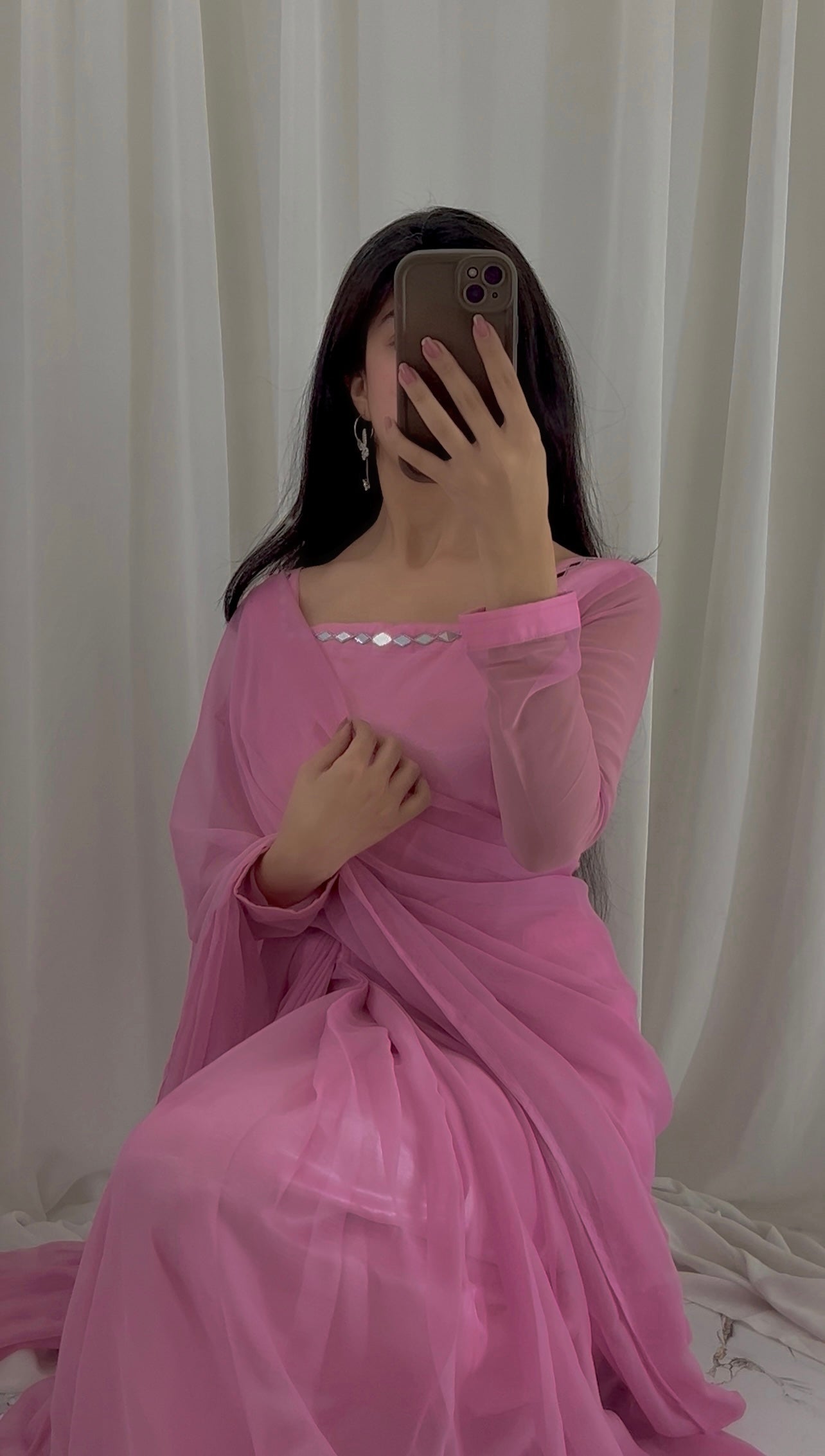 Shama-e-Husn Chiffon Saree Baby Pink