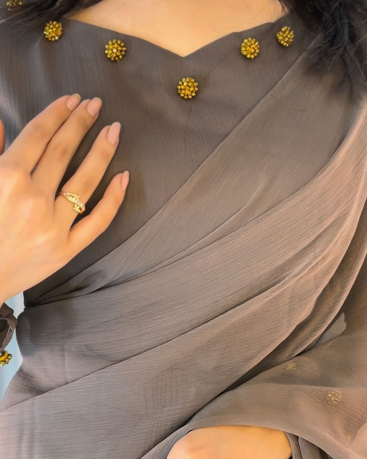 Gulbahar Chiffon Saree Stitched