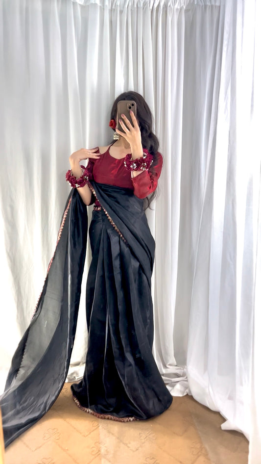 🌹 Mehr-o-Siyaah Saree ❤️🖤