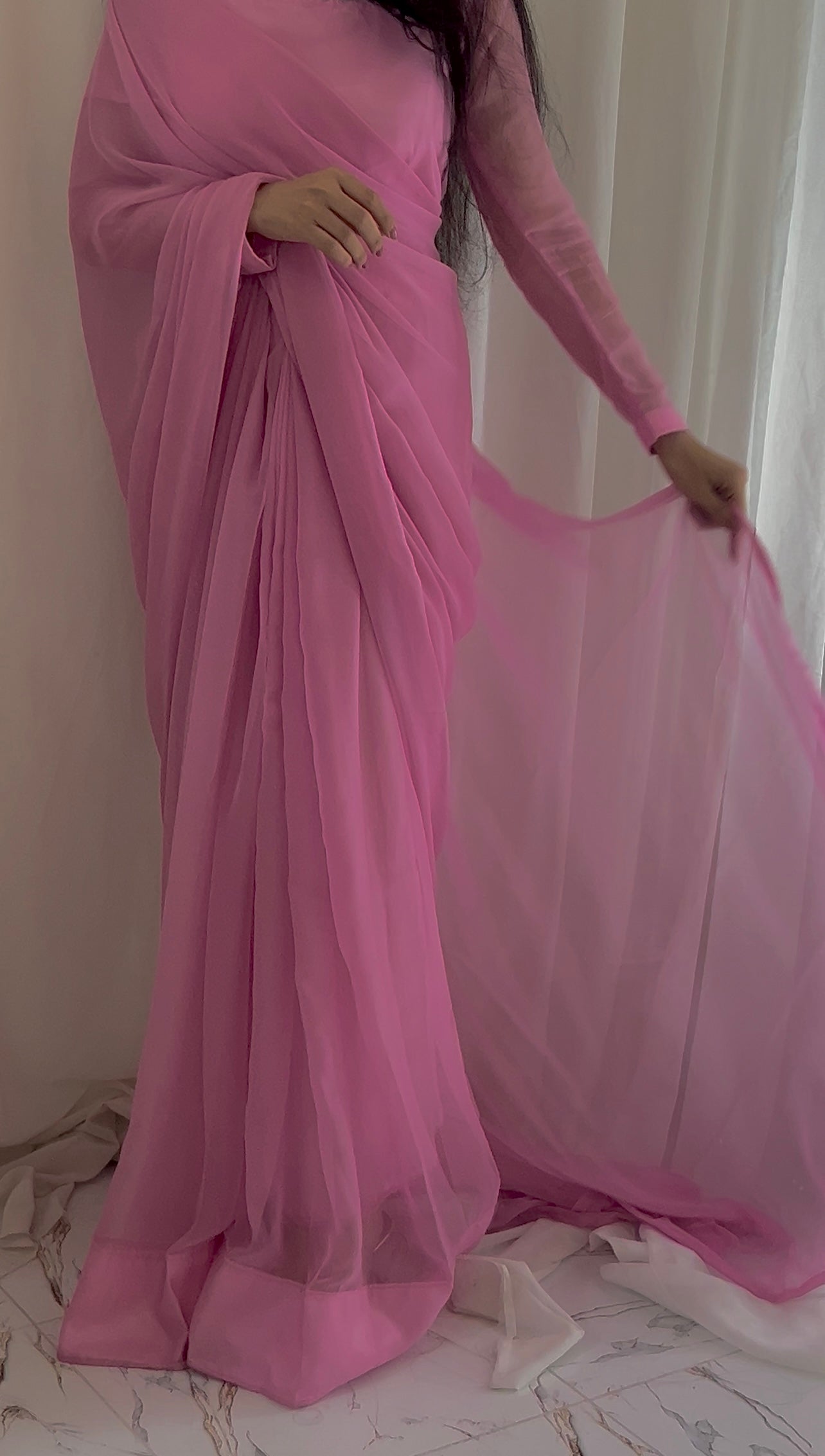 Shama-e-Husn Chiffon Saree Baby Pink