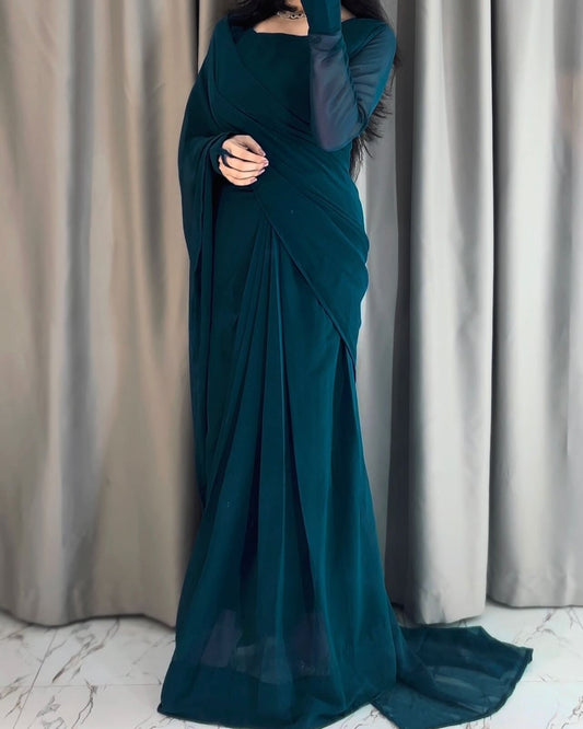 Noor-e-Chiffon Saree Stitched