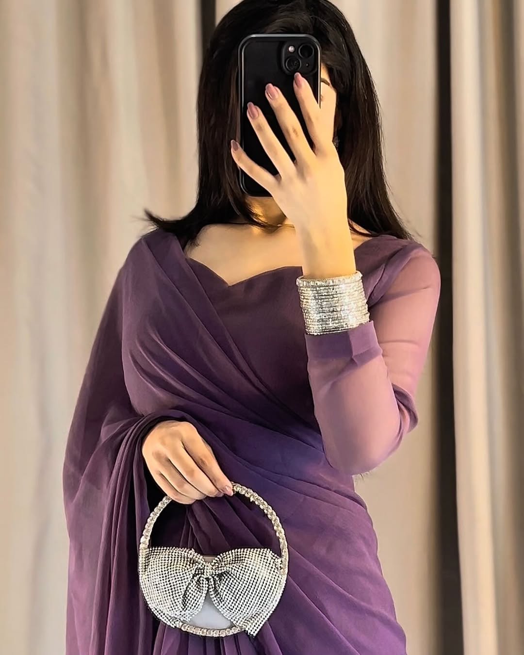 Ayla Lavender Grace Signature Chiffon Saree