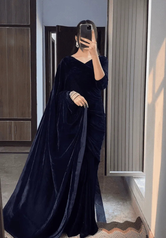 ✨ Midnight Majesty –  Winter Saree ✨