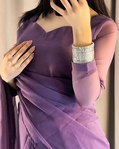Ayla Lavender Grace Signature Chiffon Saree