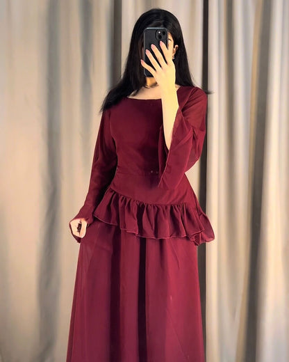 Elanza Luxe – Plain Chiffon Heavy Flair Outfit Stitched