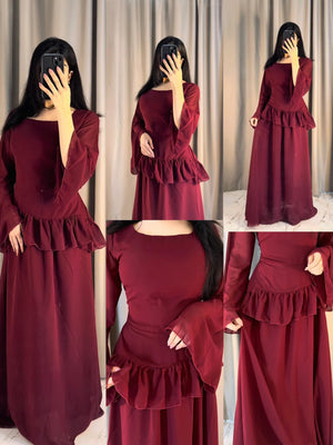Elanza Luxe – Plain Chiffon Heavy Flair Outfit Stitched