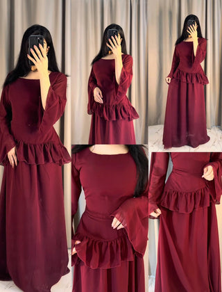 Elanza Luxe – Plain Chiffon Heavy Flair Outfit Stitched
