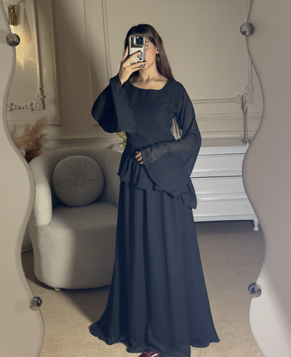 Elanza Luxe – Plain Chiffon Heavy Flair Outfit Stitched