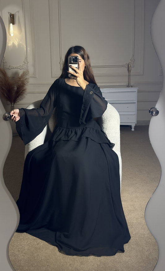 Elanza Luxe – Plain Chiffon Heavy Flair Outfit Stitched