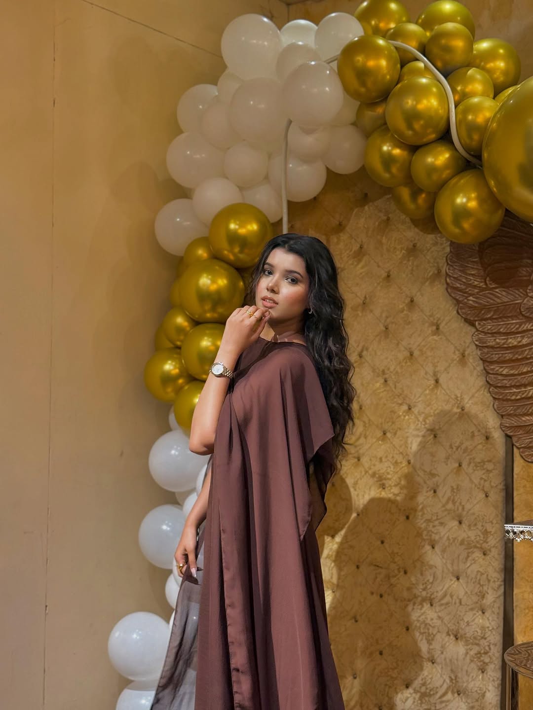 Raqs e Chiffon Set Brown-