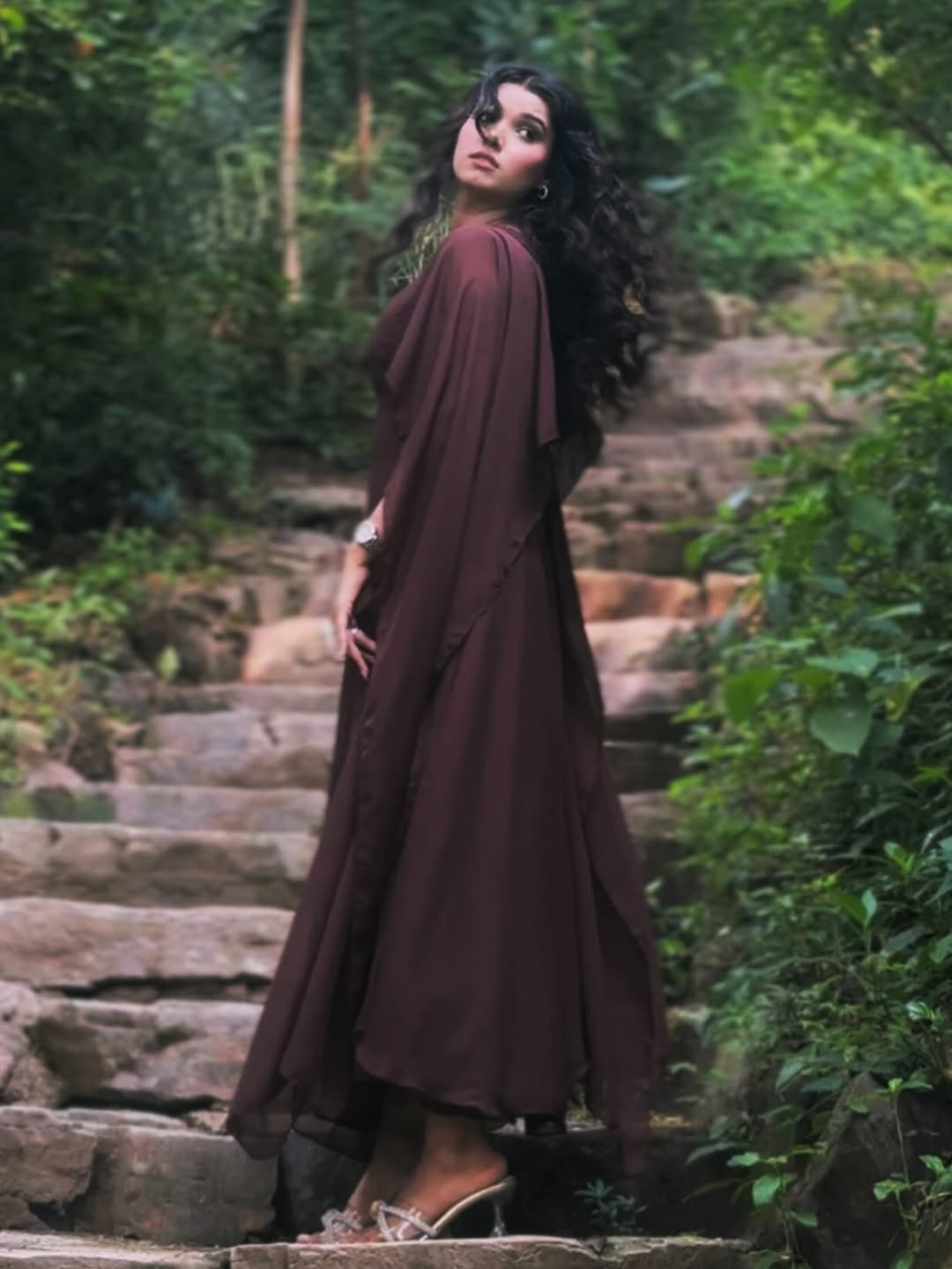 Raqs e Chiffon Set Brown-