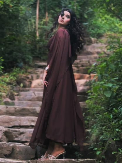 Raqs e Chiffon Set Brown-