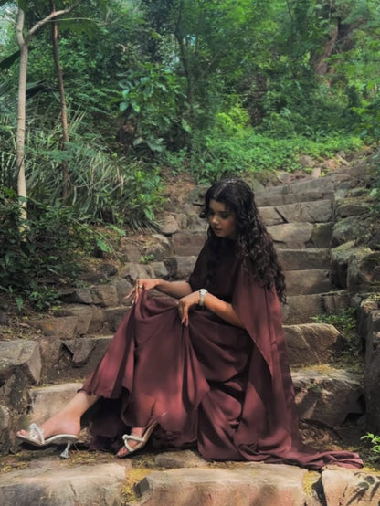 Raqs e Chiffon Set Brown-