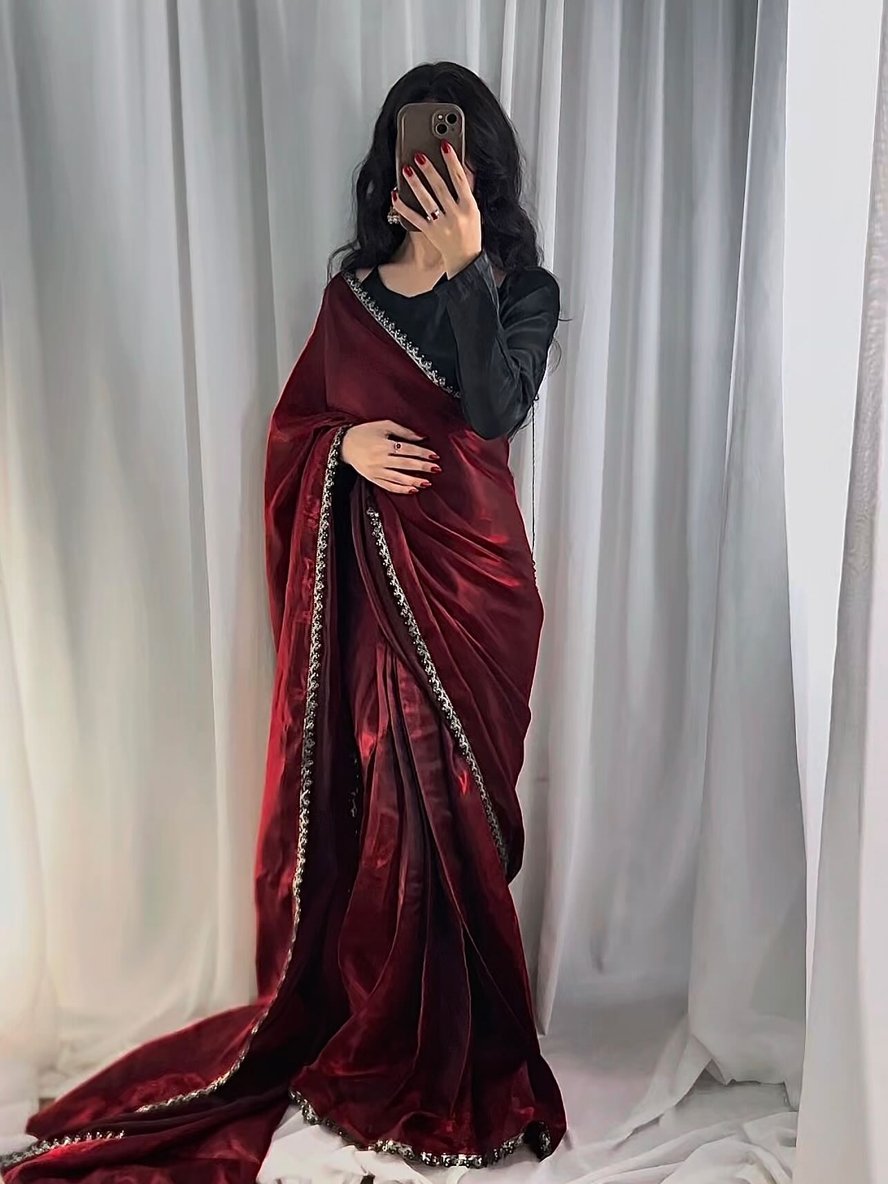 🌹 Mehr-o-Siyaah Saree ❤️🖤