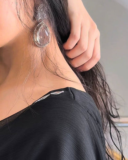 Shama-e-Husn Chiffon Saree Black