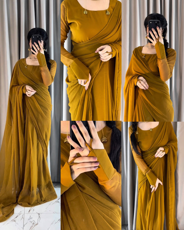 Noor-e-Chiffon Saree (Stitched/Ready to Wear)