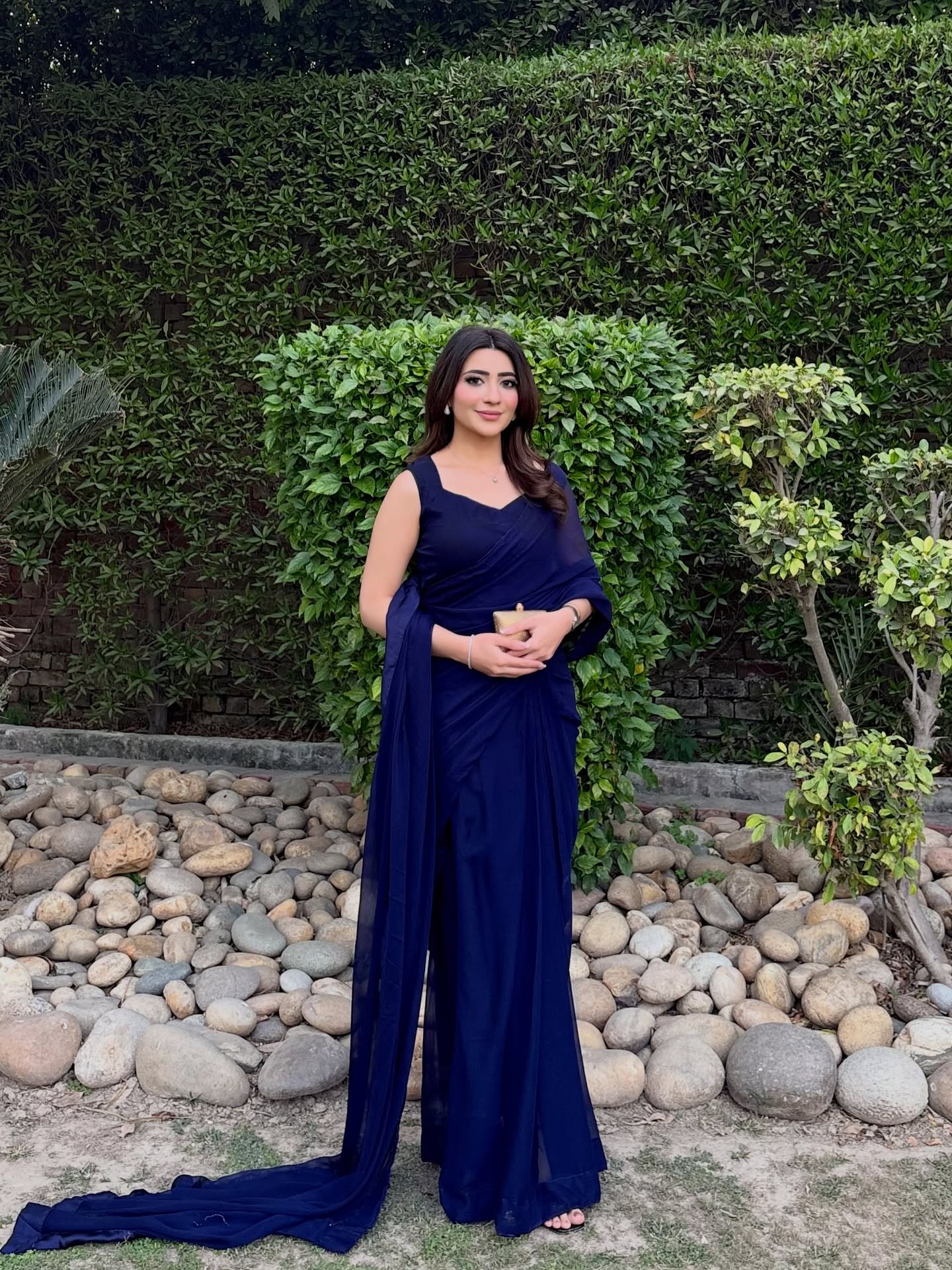Sleeveless Blouse Navy Blue Chiffon Saree Stitched