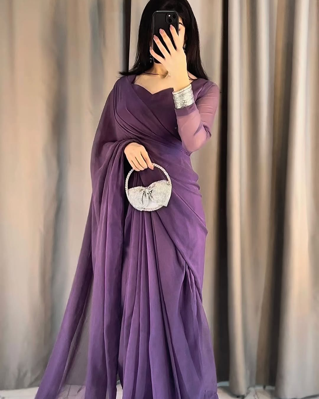 Ayla Lavender Grace Signature Chiffon Saree