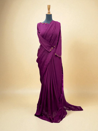 Gulbahar Chiffon Saree Stitched