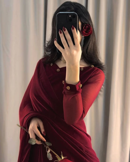 Gulbahar Chiffon Saree Stitched