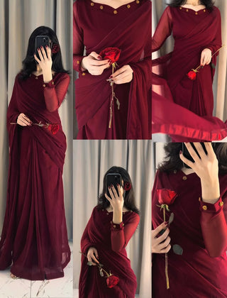 Gulbahar Chiffon Saree Stitched