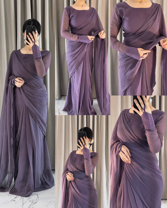 Noor-e-Chiffon Saree Stitched