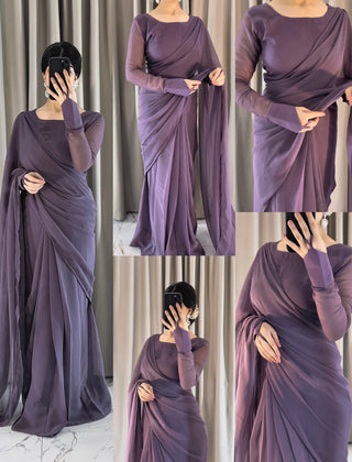 Noor-e-Chiffon Saree Stitched