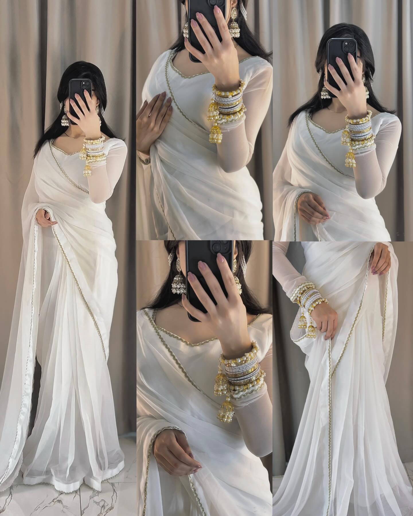 Shahi Zarqash Chiffon Saree Stitched