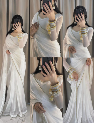 Shahi Zarqash Chiffon Saree Stitched
