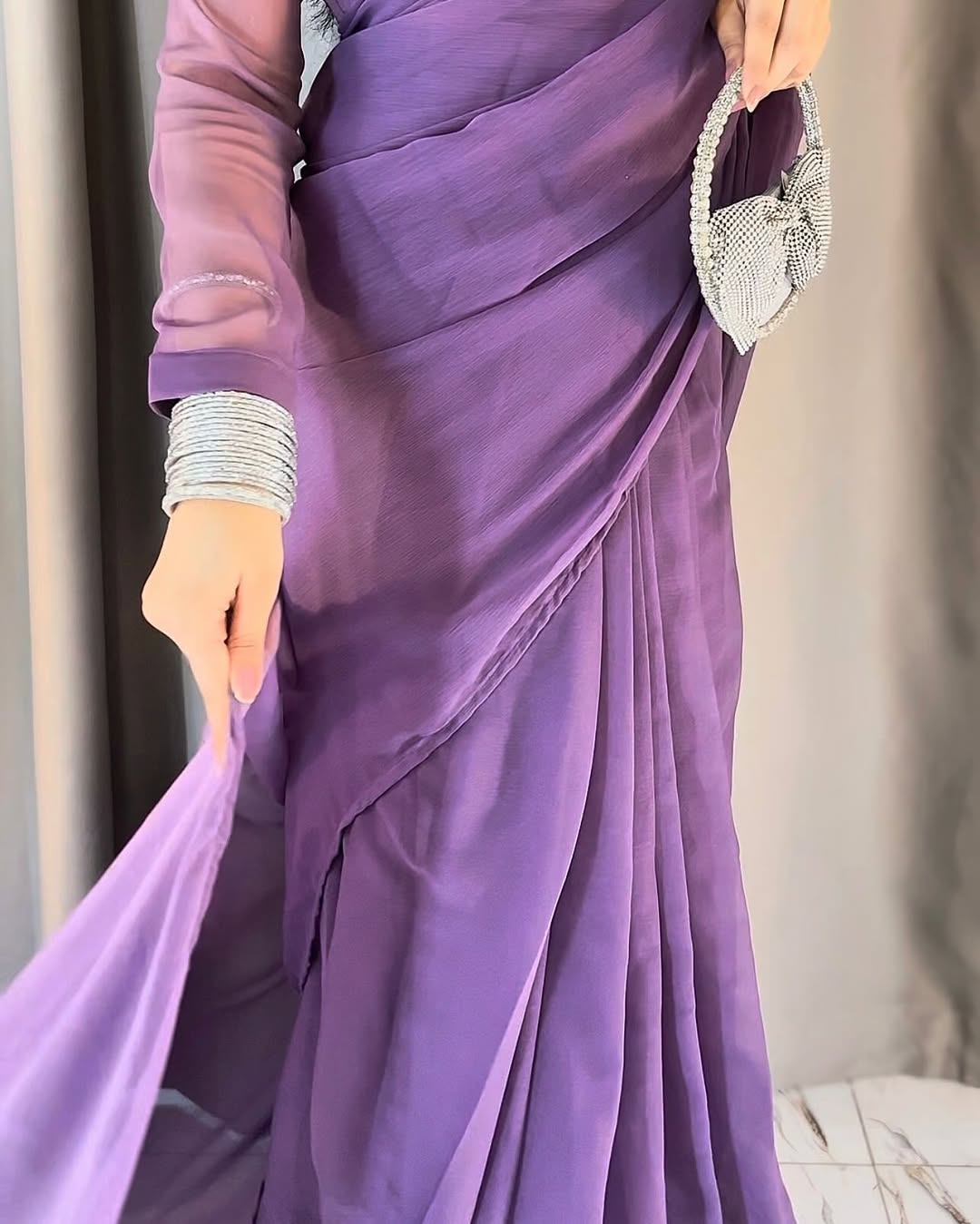Ayla Lavender Grace Signature Chiffon Saree