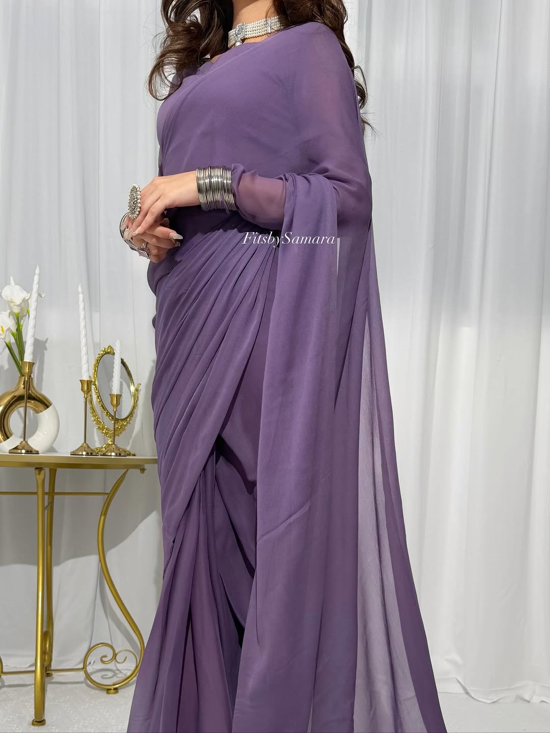 Ayla Lavender Grace Signature Chiffon Saree