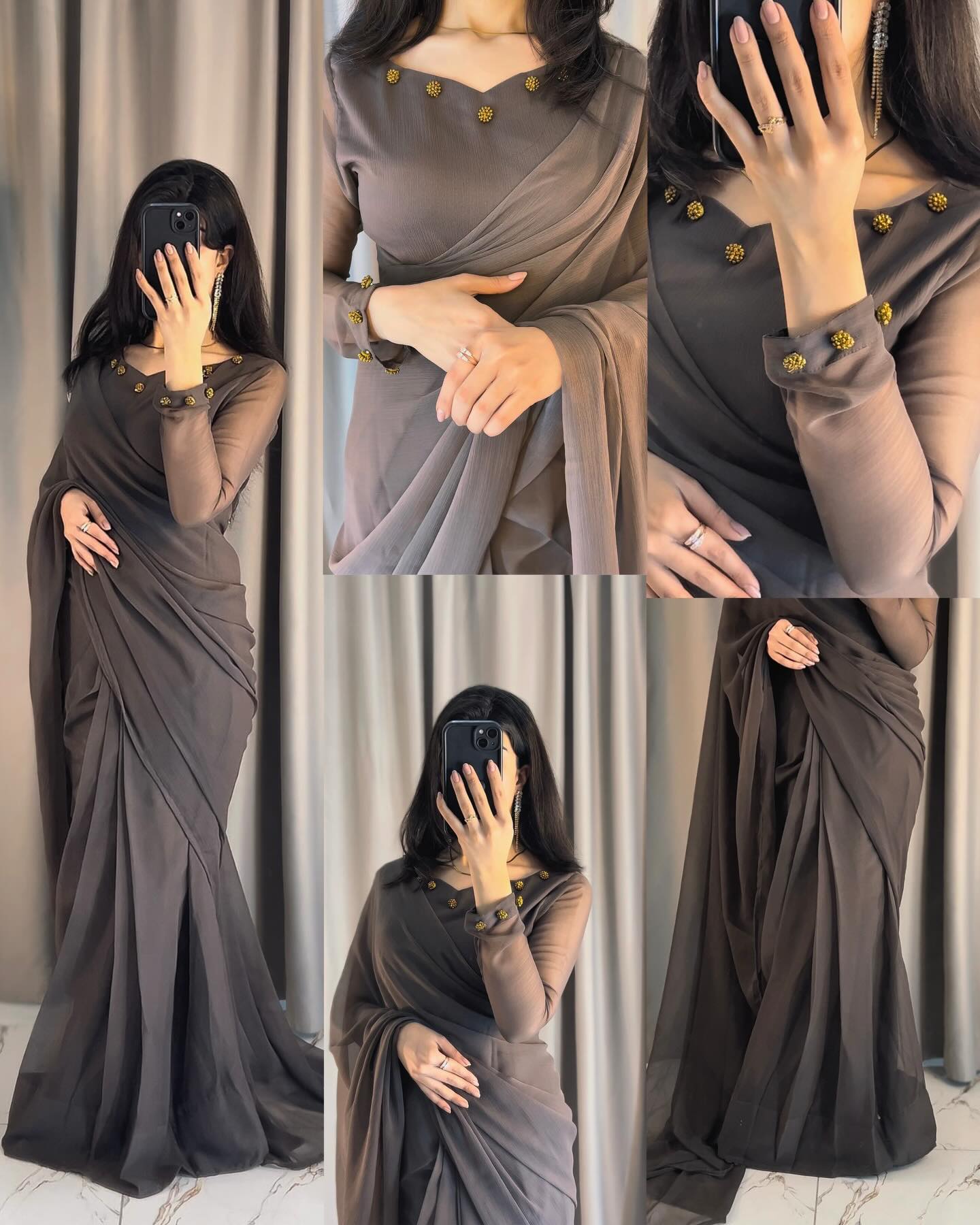 Gulbahar Chiffon Saree Stitched