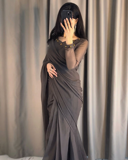 Gulbahar Chiffon Saree Stitched