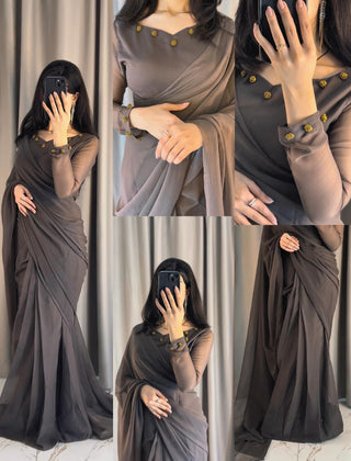 Gulbahar Chiffon Saree Stitched