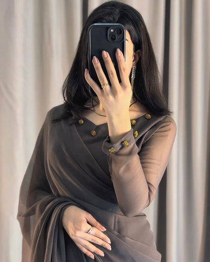 Gulbahar Chiffon Saree Stitched