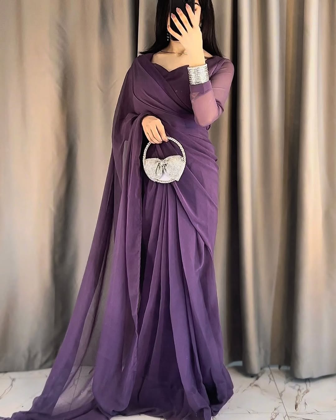 Ayla Lavender Grace Signature Chiffon Saree