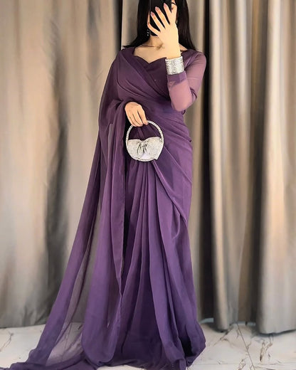 Ayla Lavender Grace Signature Chiffon Saree