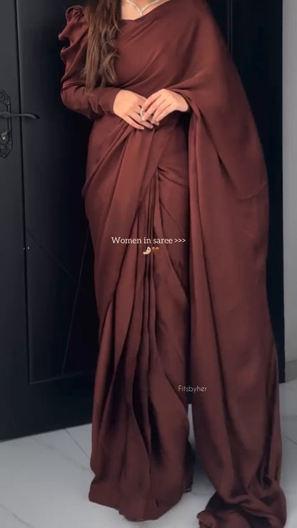 Mocha Luxe Korean Silk Saree