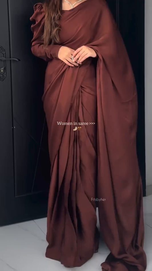 Mocha Luxe Korean Silk Saree