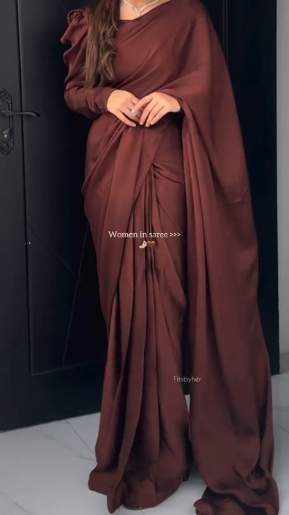 Mocha Luxe Korean Silk Saree