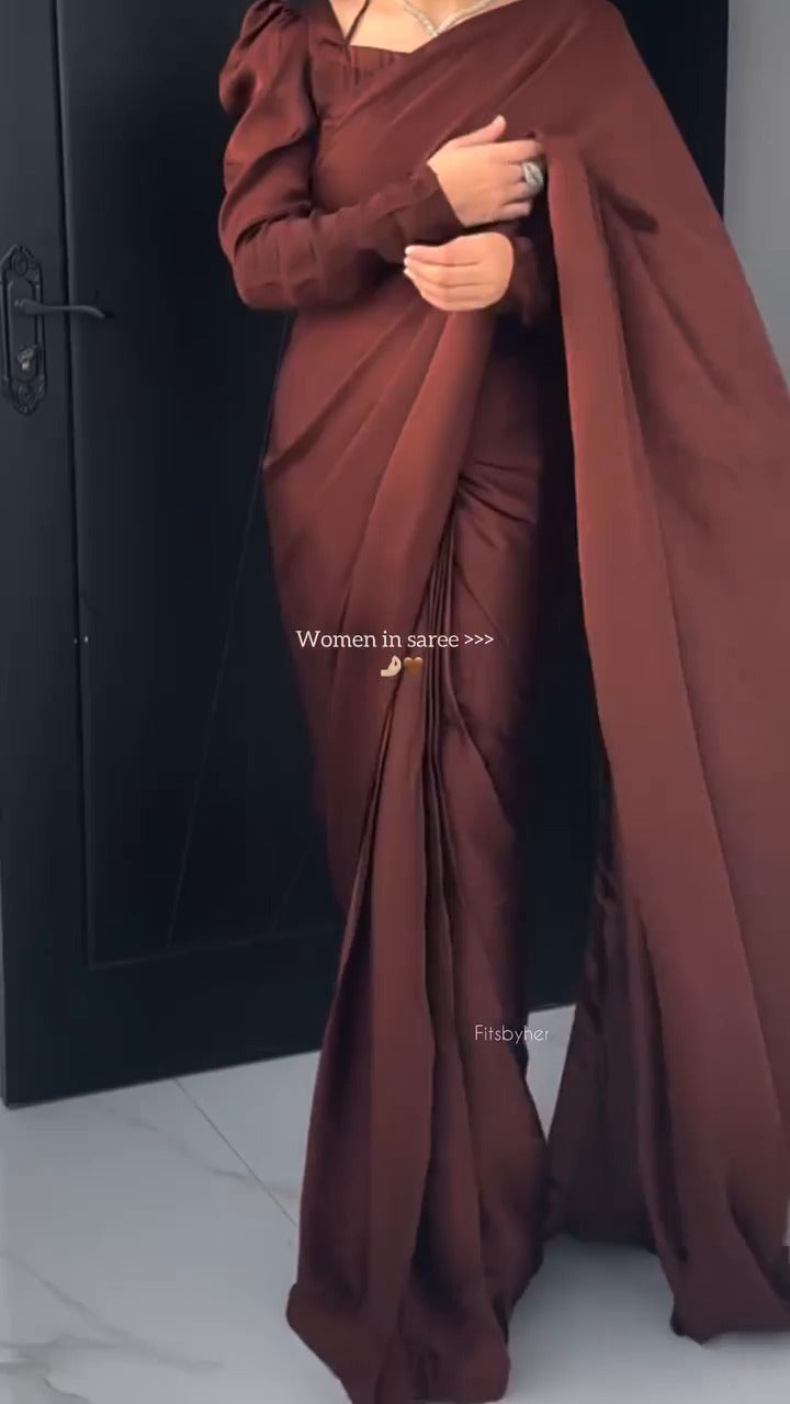 Mocha Luxe Korean Silk Saree