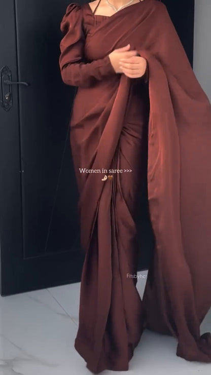 Mocha Luxe Korean Silk Saree