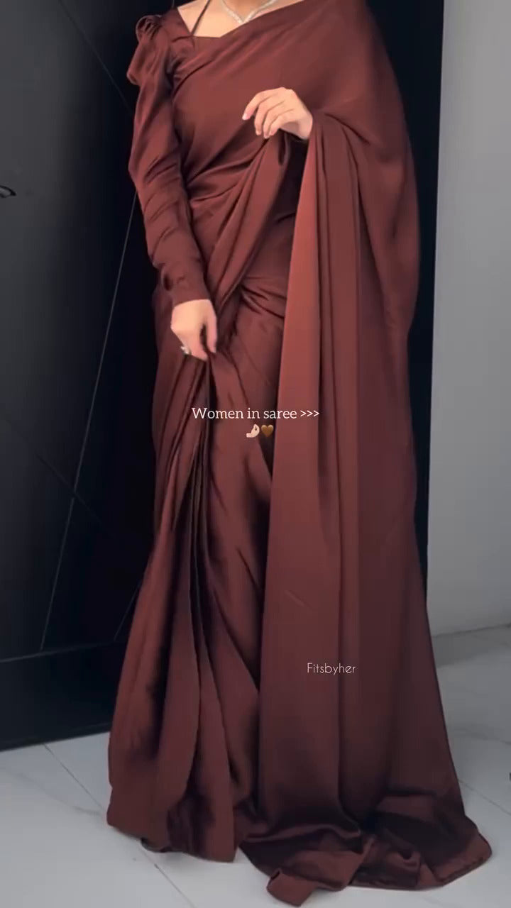 Mocha Luxe Korean Silk Saree