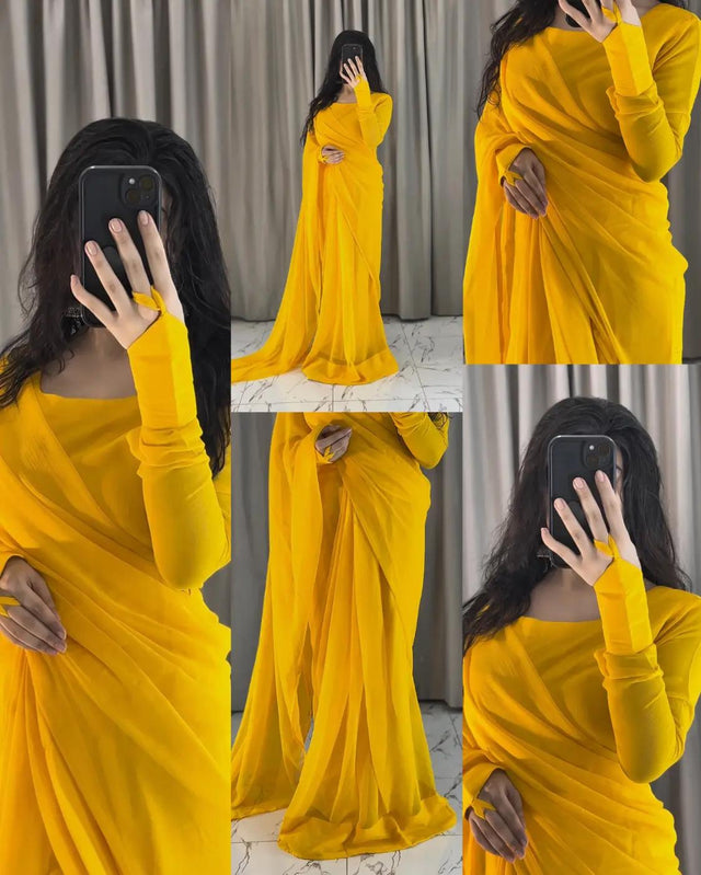 Noor-e-Chiffon Saree Stitched