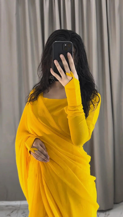 Noor-e-Chiffon Saree Stitched