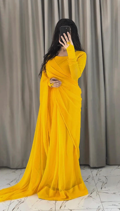 Noor-e-Chiffon Saree Stitched