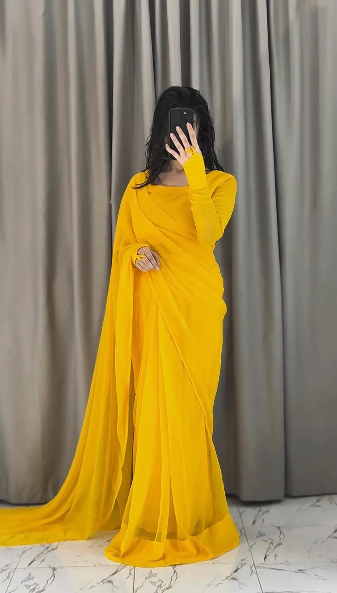 Noor-e-Chiffon Saree Stitched