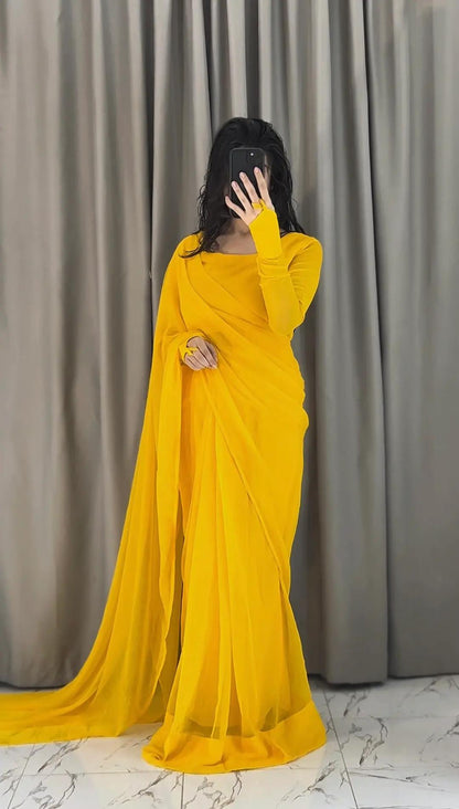 Noor-e-Chiffon Saree Stitched