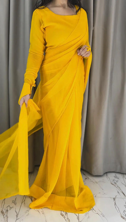 Noor-e-Chiffon Saree Stitched